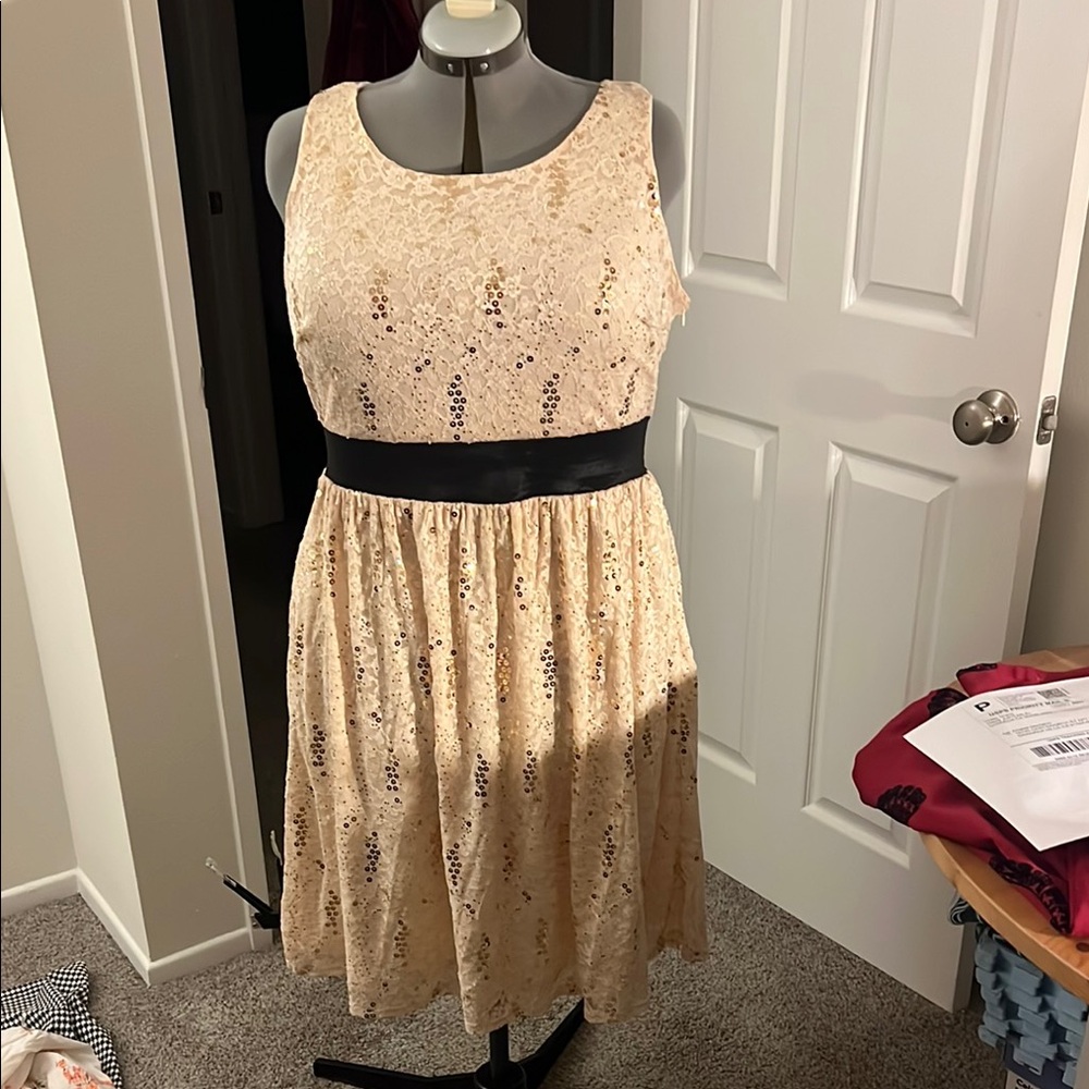 Sparkly fit & flare dress with lace and sequins from ModCloth